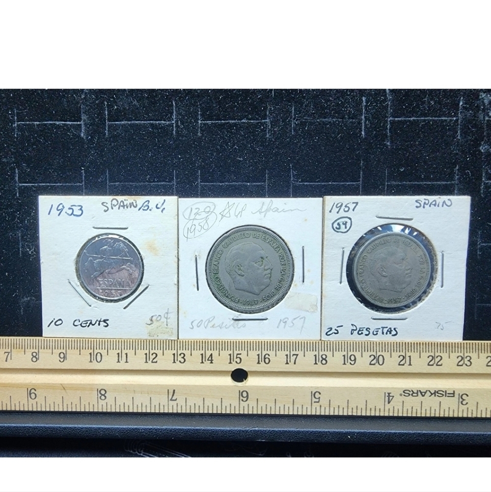 Vintage World Coin Lot Spain Pesatas Circulated Used